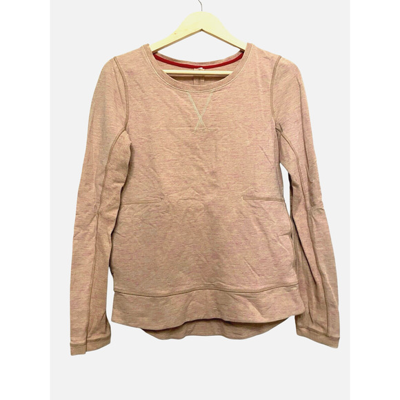 Lululemon Exhalation‎ Crew Sweatshirt Women Size 6 Pink Kangaroo Pocket Active - Picture 1 of 8
